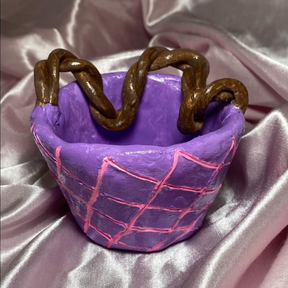 purple basket jewelry holder